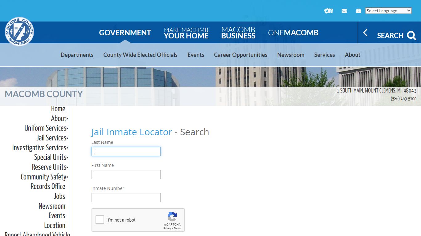 Sheriff - Inmate Locator | Macomb County